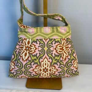 Boho Fabric crossbody purse| Printed fabric | Pinks, greens, reds